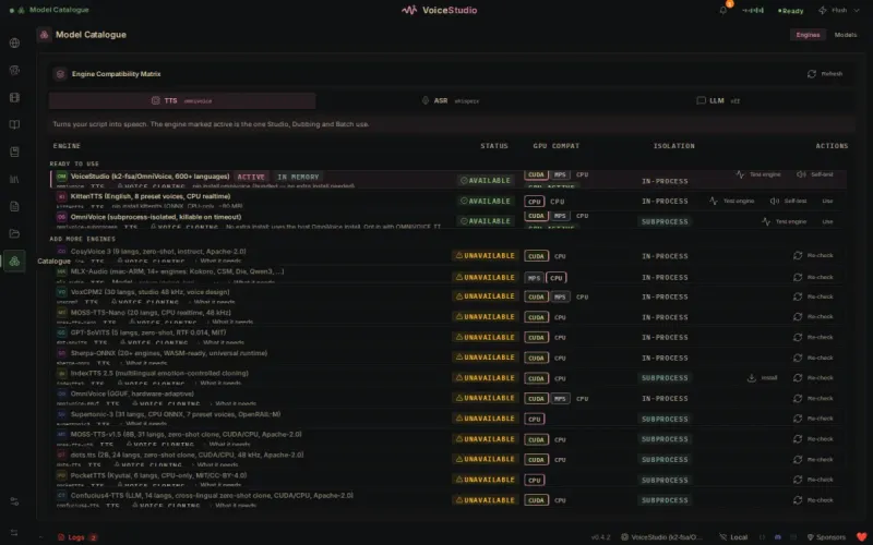 Screenshot of VoiceStudio - showing app interface and features