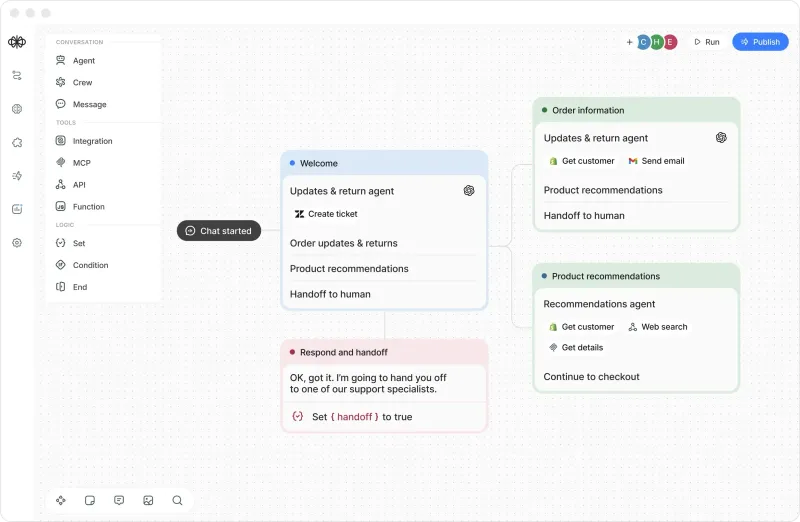 Screenshot of Voiceflow - showing app interface and features
