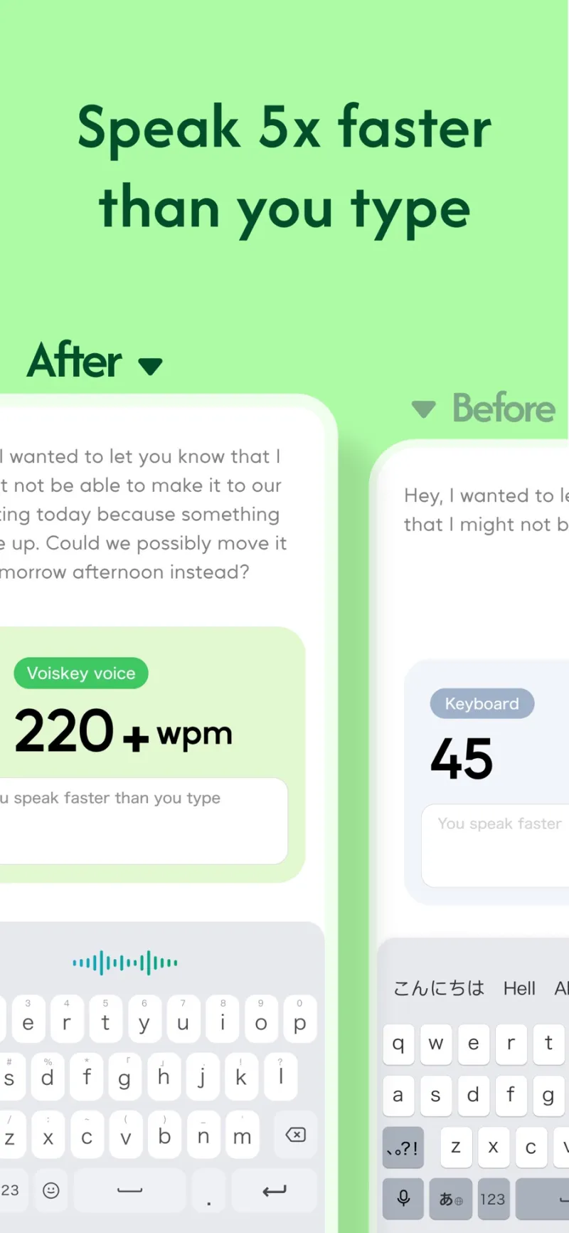 Screenshot of Voiskey - showing app interface and features