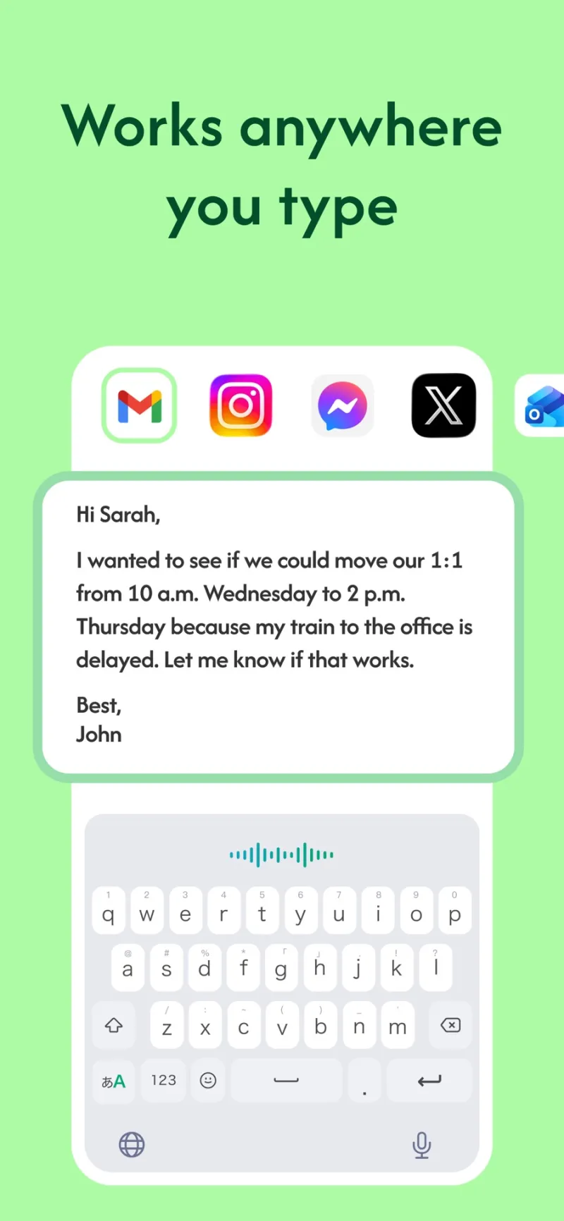 Screenshot of Voiskey - showing app interface and features