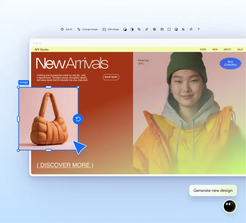 Screenshot of Wix AI - showing app interface and features