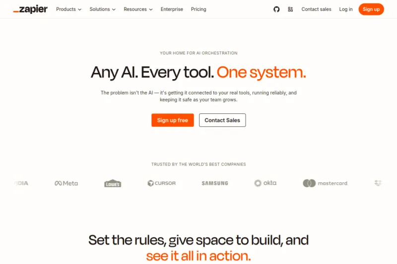 Screenshot of Zapier - showing app interface and features