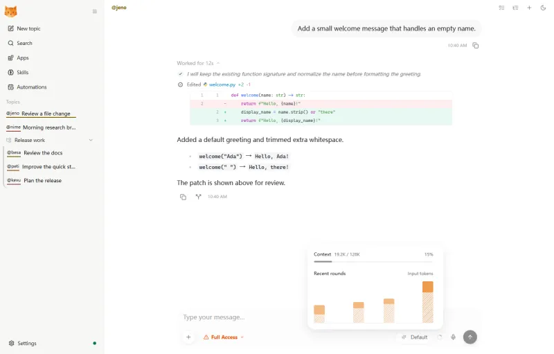 Screenshot of nanobot - showing app interface and features