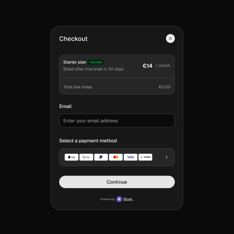 Screenshot of tiun - showing app interface and features